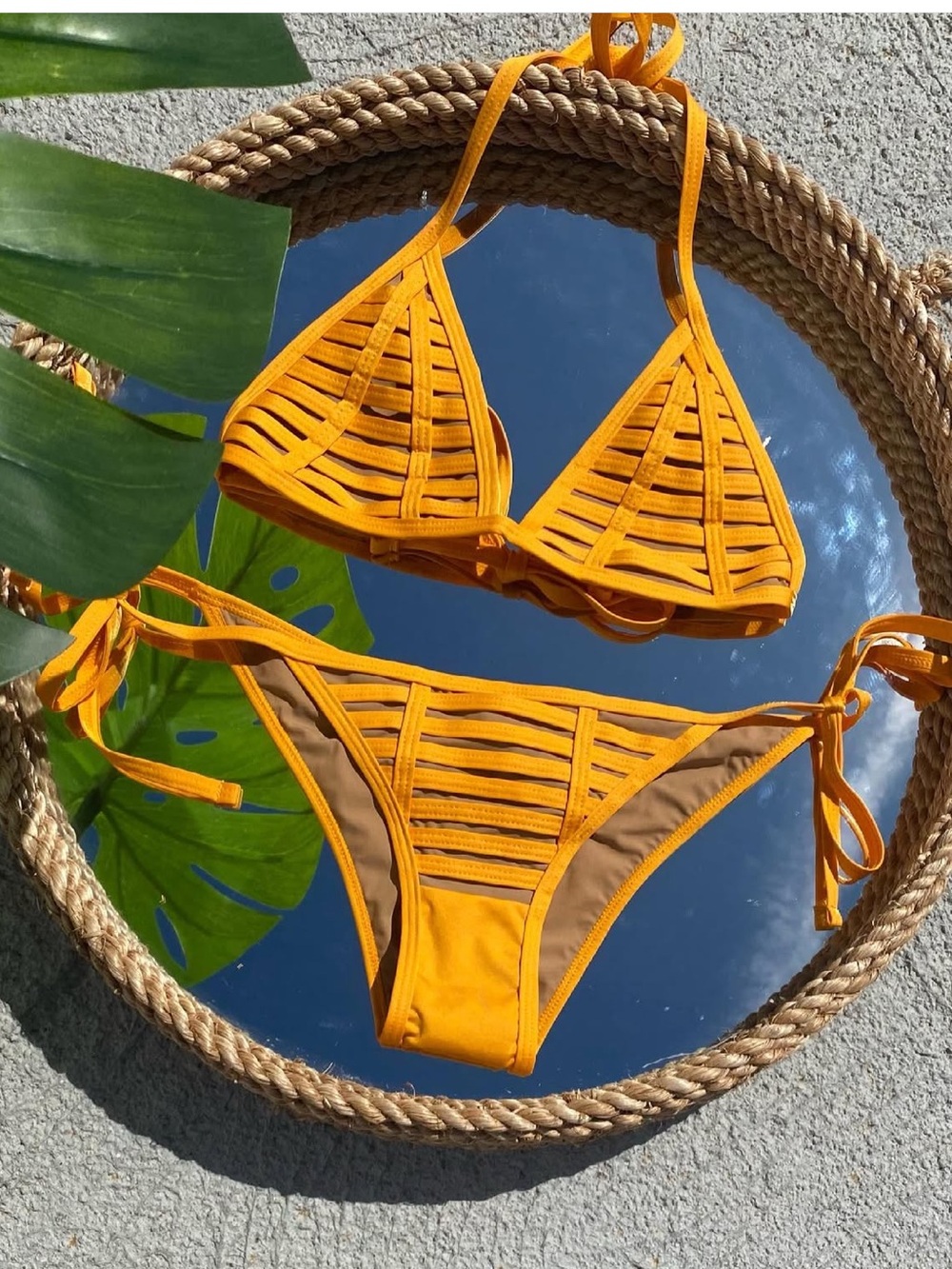 Beach Bunny Hard Summer Sole Orange Strappy Triangle Bikini Set